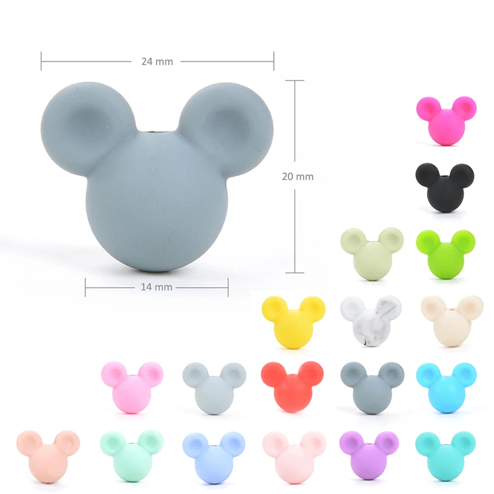 

Silicone Beads Mickey Shape, 24 colors and custom colors