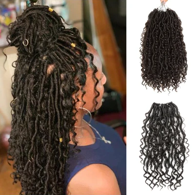 

18inch Goddess Faux Locs Curly Crochet Braids Natural Synthetic Hair Extension For Women Locs New Style 24Stands/Pack