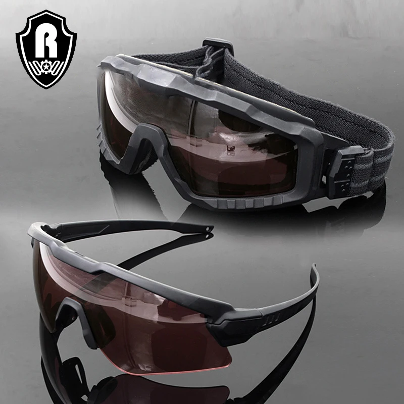 

2MM Military Goggles Tactical Sunglasses with Anti-Fog Lens Outdoor Explosion-proof CS Shooting Glasses, 3 colors