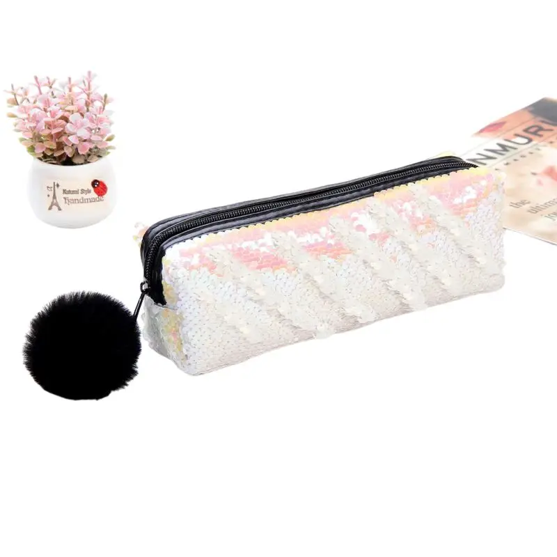 

Mermaid Pencil Pouch,Reversible Sequin Makeup Cosmetic Bag Glitter Handbag Bling Clutch Purse