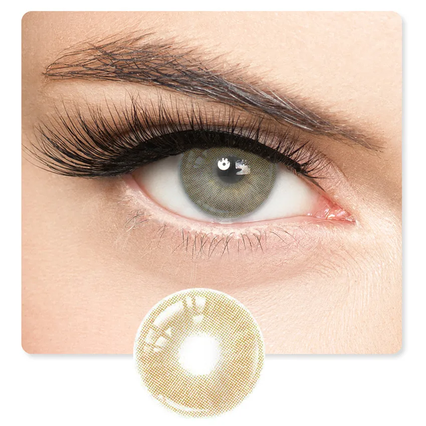 

Free shipping Wholesaler price soft green color contact lens big eye 1 year eye with contact lenses case