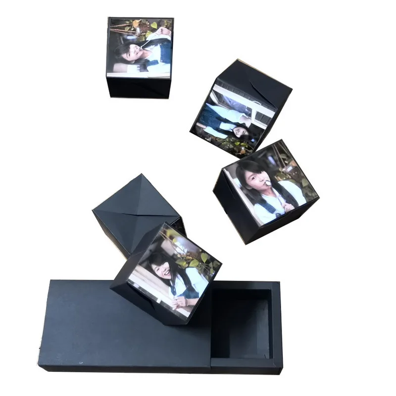 

DIY Romantic Engagement Party Paper Explosion Surprise Jump Cubes Photo Album Creative Gift Bounce Box Art Paper Handmade Accept