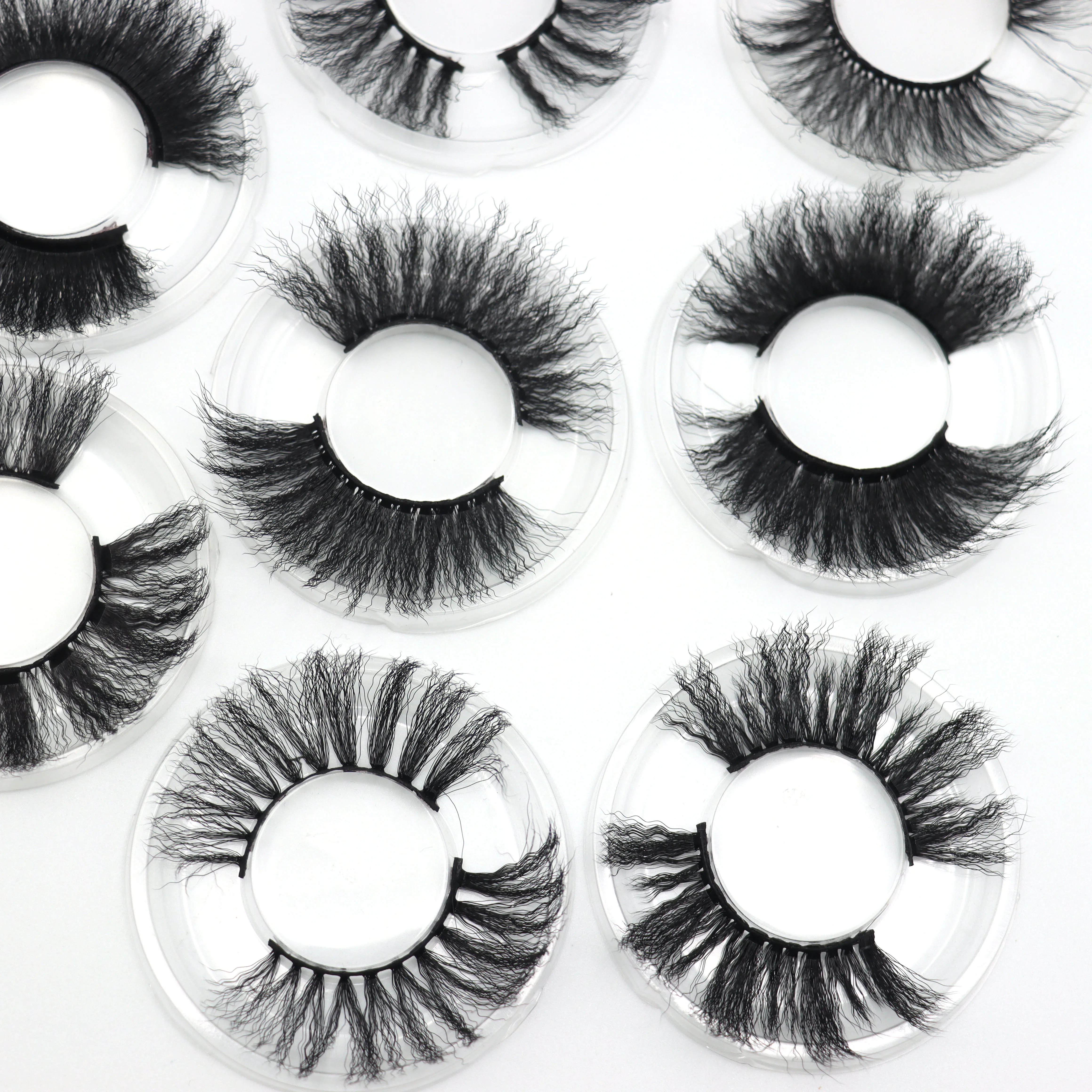 

New Design 3d Wave Deep Curl False Mink Eyelash 25mm Full Lashes With Customized Lash Packaging Boxes