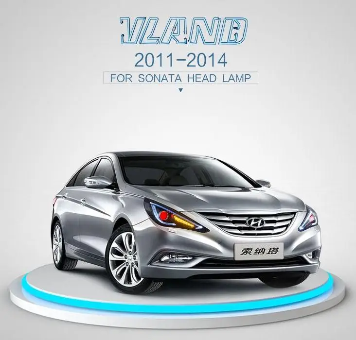Vland Factory Car Assembly Headlight For Sonata 2011 2012 2013 2014 With LED And Moving Turn Signal+DRL+Plug And Play