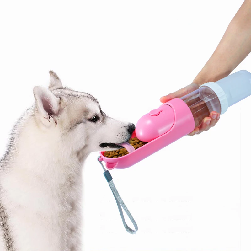 

Dog Water Bottle Leak Proof Portable Puppy Water Dispenser with Drinking Feeder for Pets Outdoor Walking Hiking Travel Food, Pink/blue/white