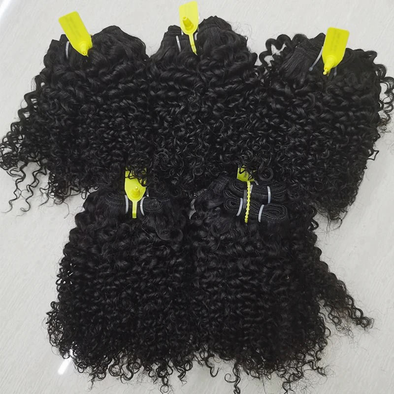 

Letsfly Free Shipping Black Kinky Curly Brazilian Human Hair Weave Bundles Remy 9A Raw Hair Extensions For Ladies