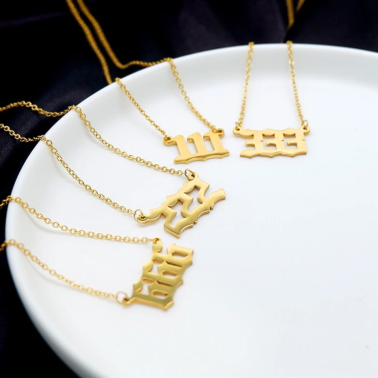 

Fashion Trendy Minimalism Number Necklaces For Women Man Jewelry Stainless Steel 666 Pendant Friendship Necklace