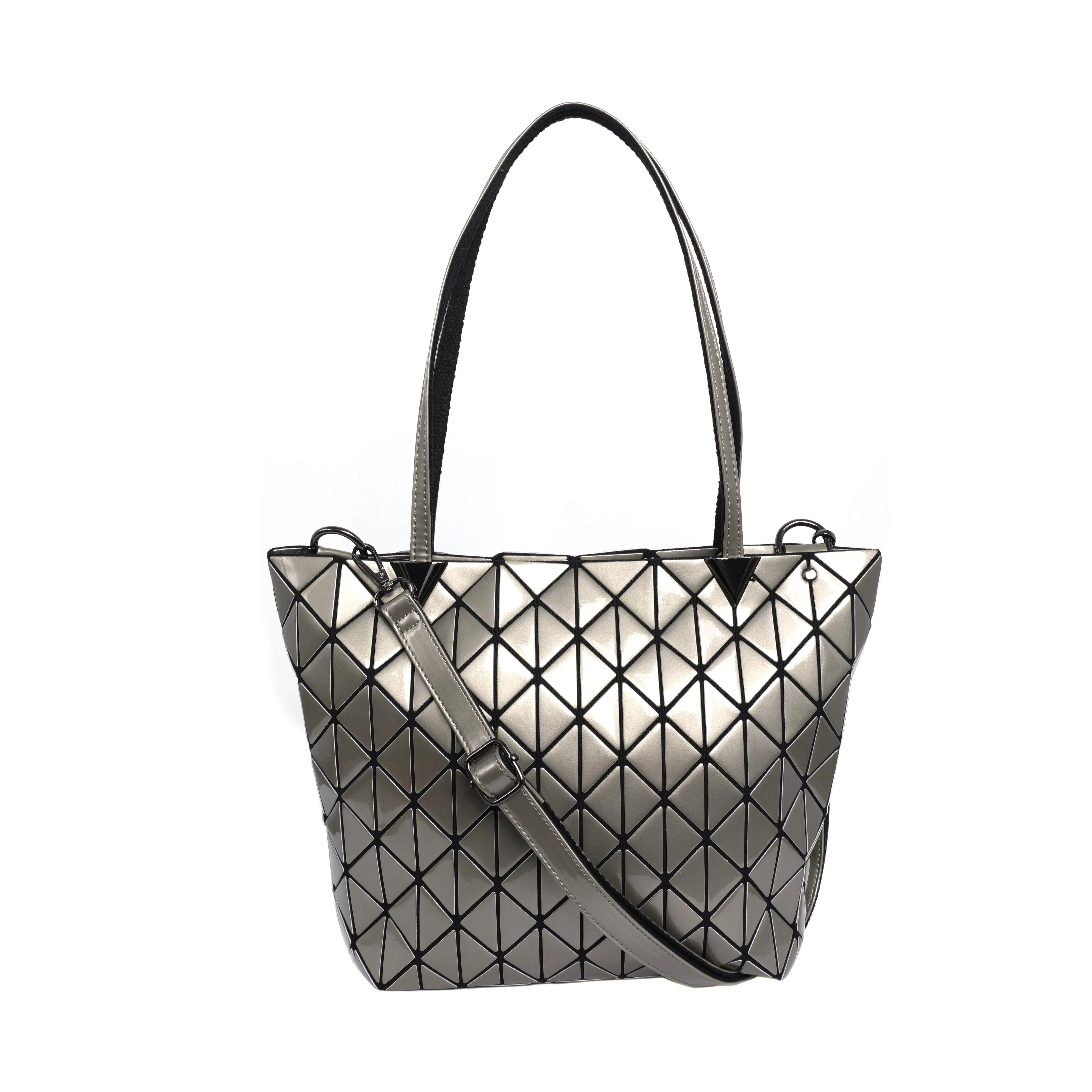 

Geometric enamelled leather handbag pu enamel leather shoulder bag customized women hand bags, Luminous