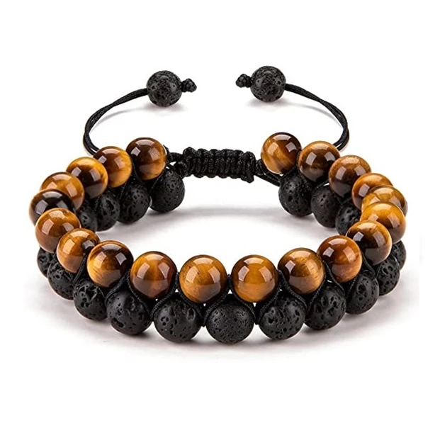 

Pure Hand-Woven Adjustable Bracelet Natural Stone Double Rows Beads Bracelets, Picture shows