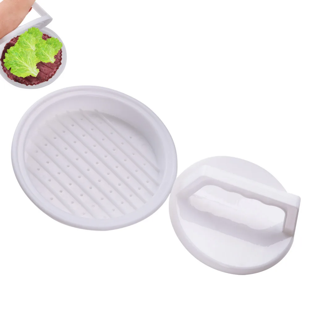 

1 Set Round Shape Hamburger Press Food-Grade Plastic Hamburger Meat Beef Grill Burger Press Patty Maker Mold Mould Kitchen Tool, As photo