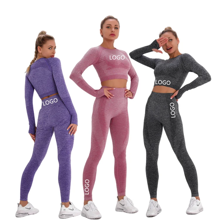 

New 2 Piece Set Women Seamless Butt Lifter Jumpsuit Yoga Fitness Gym Wear Clothes, Customized color accept