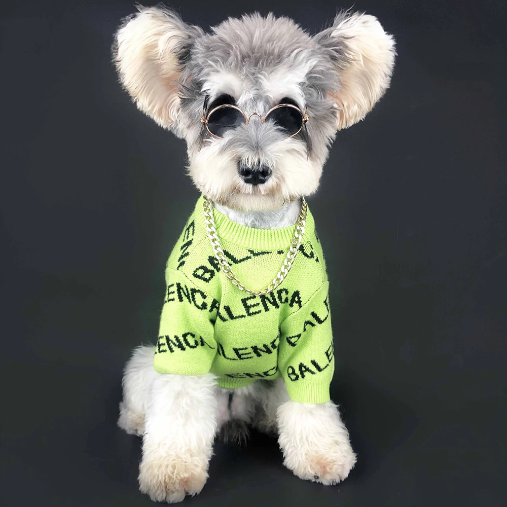 

New Fashion Spring Pet Clothes Cool Style Acrylic Jacquard Green Pet Dog Sweater, As photo or customized