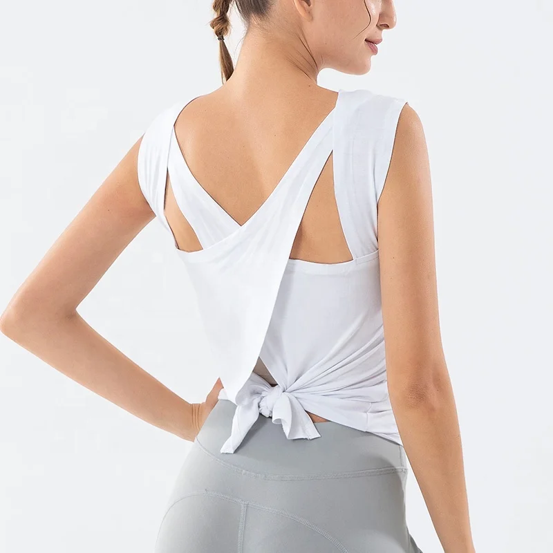 

New Design High Quality Solid Sleeveless Beauty Back Sports Wear Workout Tops Women Yoga Clothing Brand Gym Fitness Clothes, White/black/purple or customized