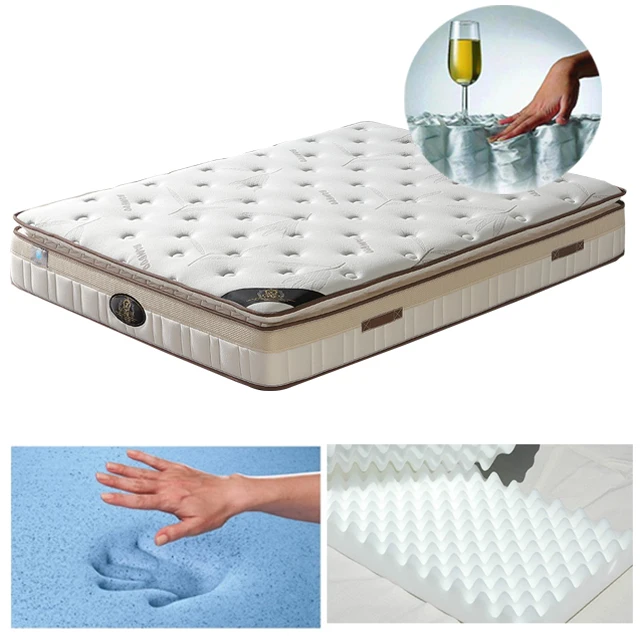 

Luxury soft plush cooling memory foam convoluted foam vacuum roll pocket spring mattress in box