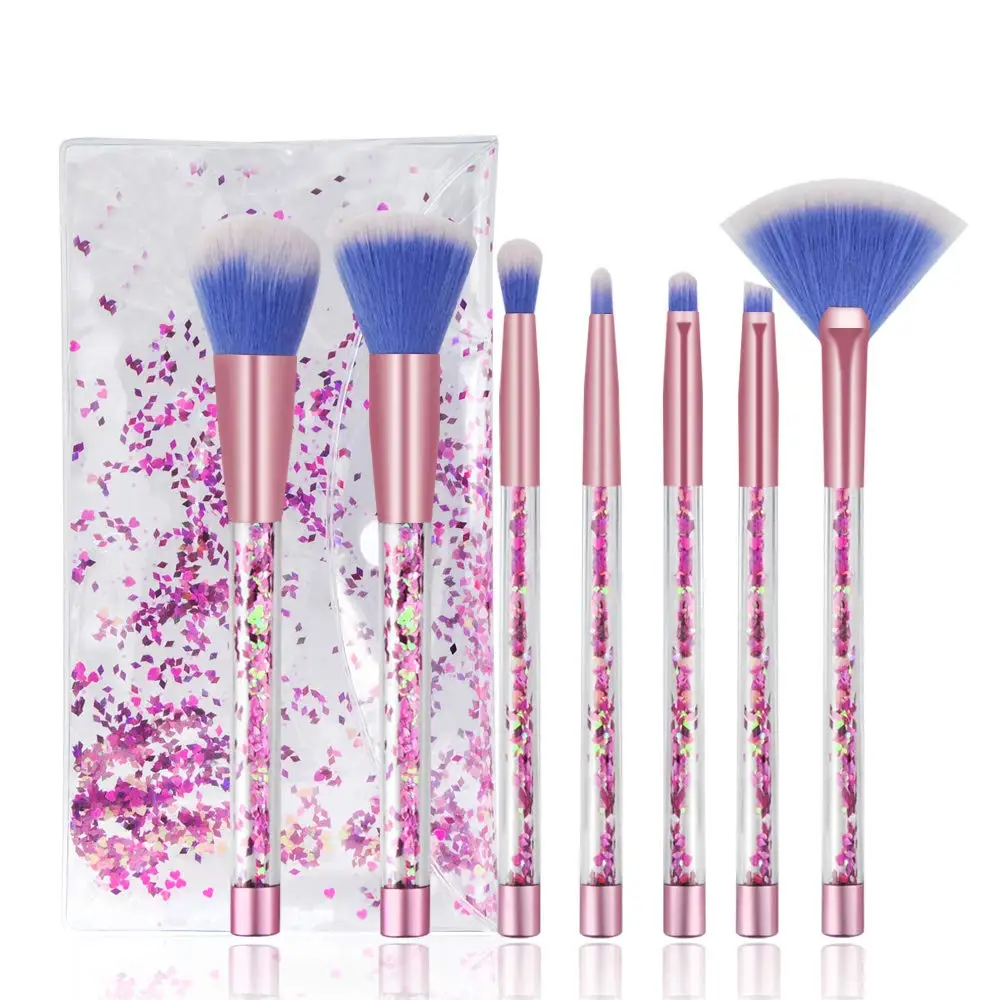 

7pcs liquid makeup brush with crystal handle Powder Foundation Eye Shadow Blush Blending Cosmetics Beauty Make Up Brush Tool