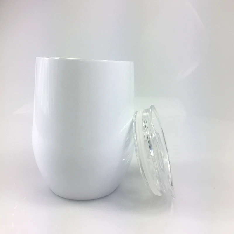 

12oz Vacuum Insulated Double Wall 304 Stainless Steel egg shape coffee sublimation wine tumbler, White
