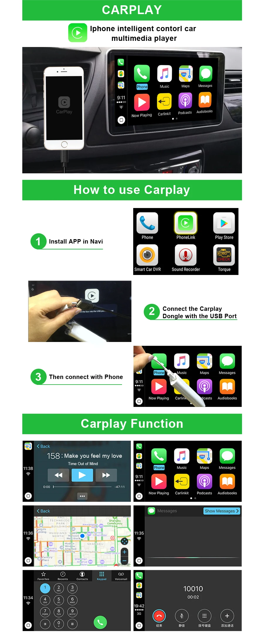 Witson Carlink Usb Apple Carplay & Android Auto (only For W2k6xxx