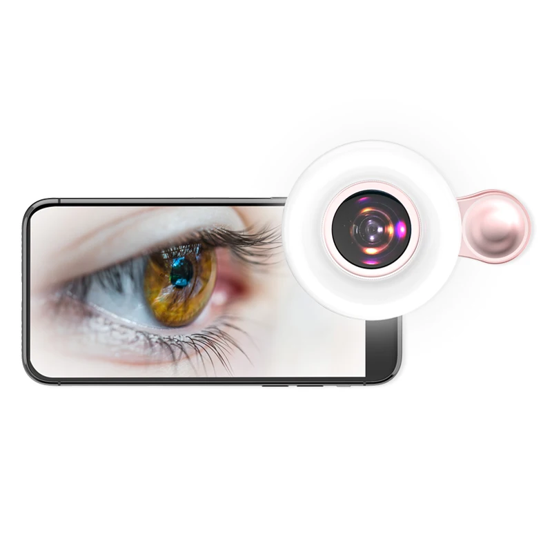 

Selfie ring light for iphone with 15x macro lens, Black/white/pink