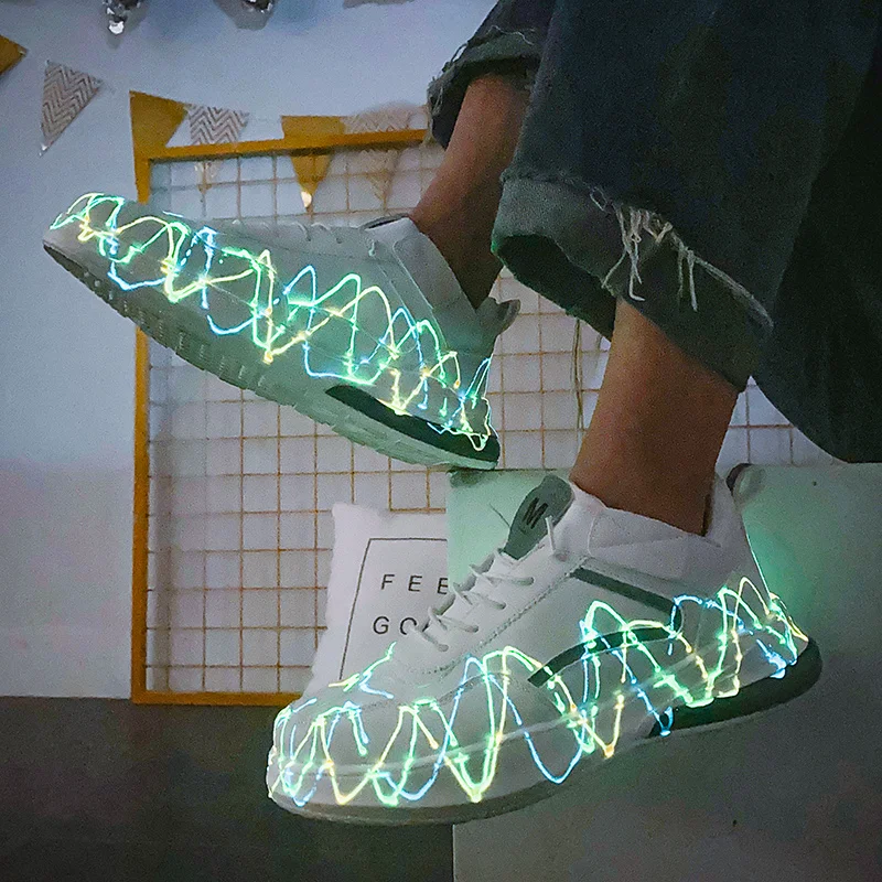 

wholesale Fashion cold sticky graffiti tenis white custom luminous sneakers, Black