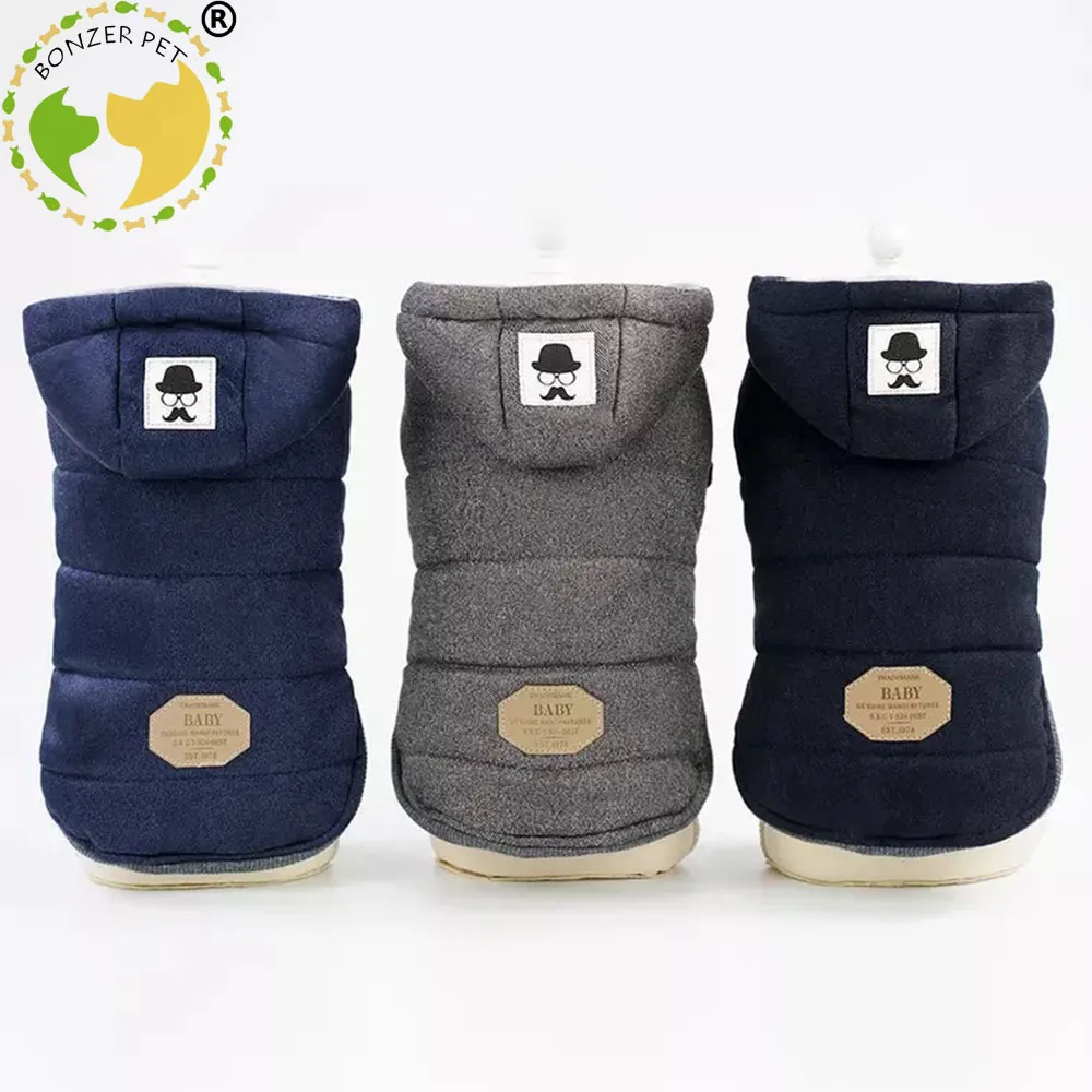 

Wholesale Stocks Dog Hoodie Winter Autumn Warm Pet Clothes For Dogs Two-Legs Coat Jacket Cotton Teddy Bulldog Clothing, Black,dark blue,grey