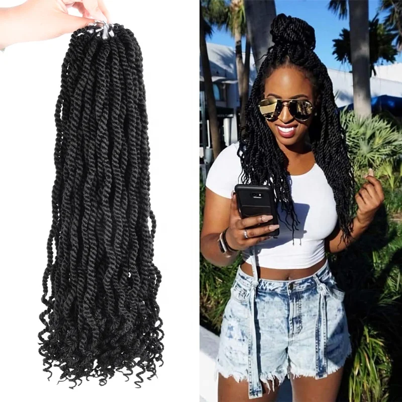 

Senegalese Twists Synthetic Braiding Hair Extension 12"18 Inch Crochet Braid Wavy Senegalese Twist Crochet Hair For Black Women, Pic showed