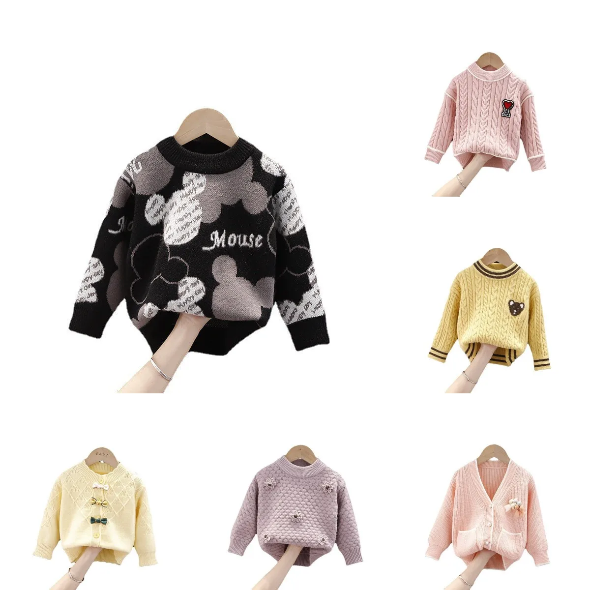 

Children's sweaters 2021 new children's sweaters mink thick sweaters for boys and girls one wool clothes wholesale