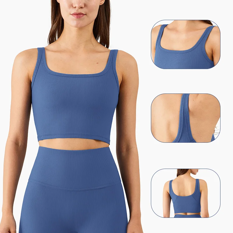 Women's Basic Solid Ribbed Knit Crop Vest Sleeveless Travel Cropped Sports Tank Top