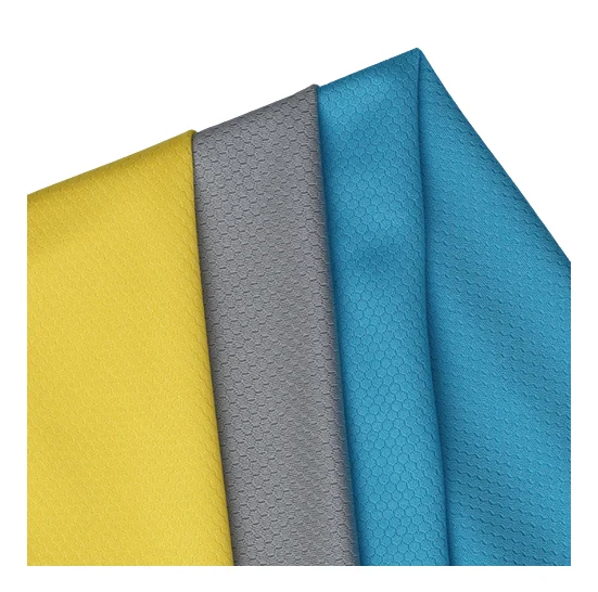 

Recycled 100%Polyester Quick Dry Moisture Absorption Knitted Fabric Football Hexagonal Elastic Mesh Fabric For Sports T-shirt
