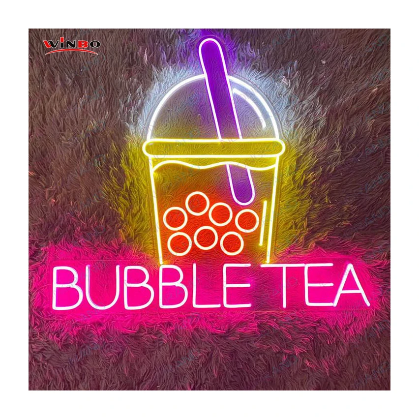 Winbo Dropshipping Wholesale Custom Neon Sign Wedding Party Decoration Shop Neon Light Sign Bubble Tea Light up Sign LED Sign