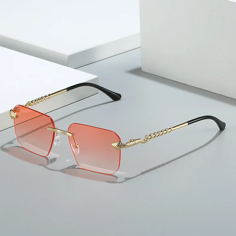 

40002 Women Rectangle Square Vintage Shades Gafas De Sol brand Designer Rimless Metal fashion sunglasses for men