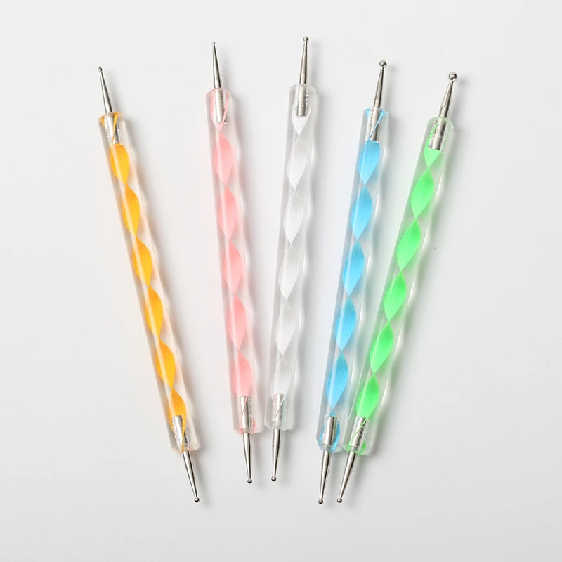 

O.R.I professional 5pcs/set 2 ways swirl marbleizing steel nail art dotting pen tool, 5 colors/sets