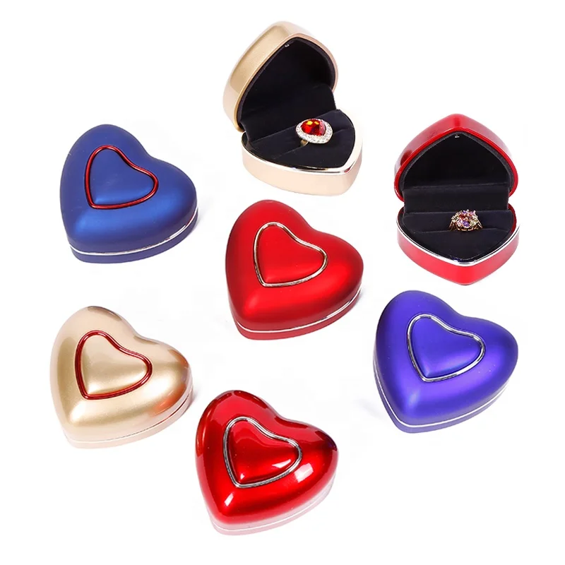 

New design heart shape engagement wedding jewelry box ring box led, Red,blue,gold,pink,pantone as well as cmyk