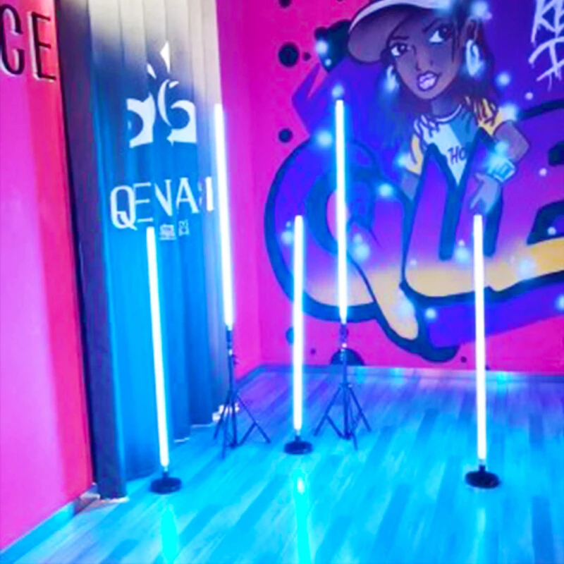 

RGB Handheld Color Tube Neon Fluorescent LED Video Light Usb Rechargeable Portable Fill Light With Remote Control Tripod Stand