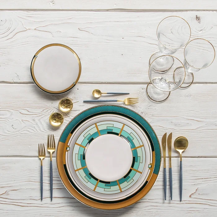 

Wholesale ceramic hand-made plates kitchen accessories bone china dinnerware set wedding dinner plates set, As shown