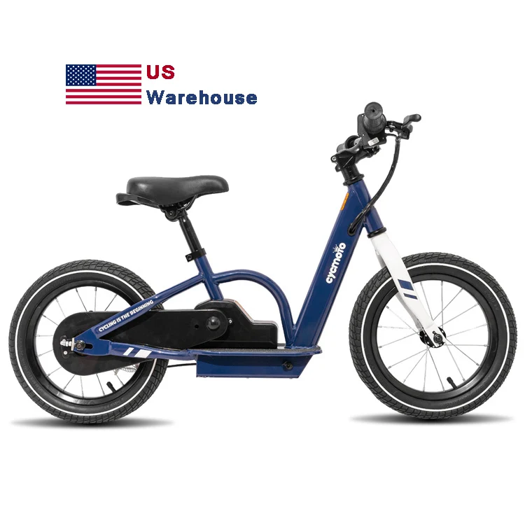 

CYCMOTO US warehouse free shipping 14" 16" steel kids ebike 21.6v 80w electric bicycle balance bike for children