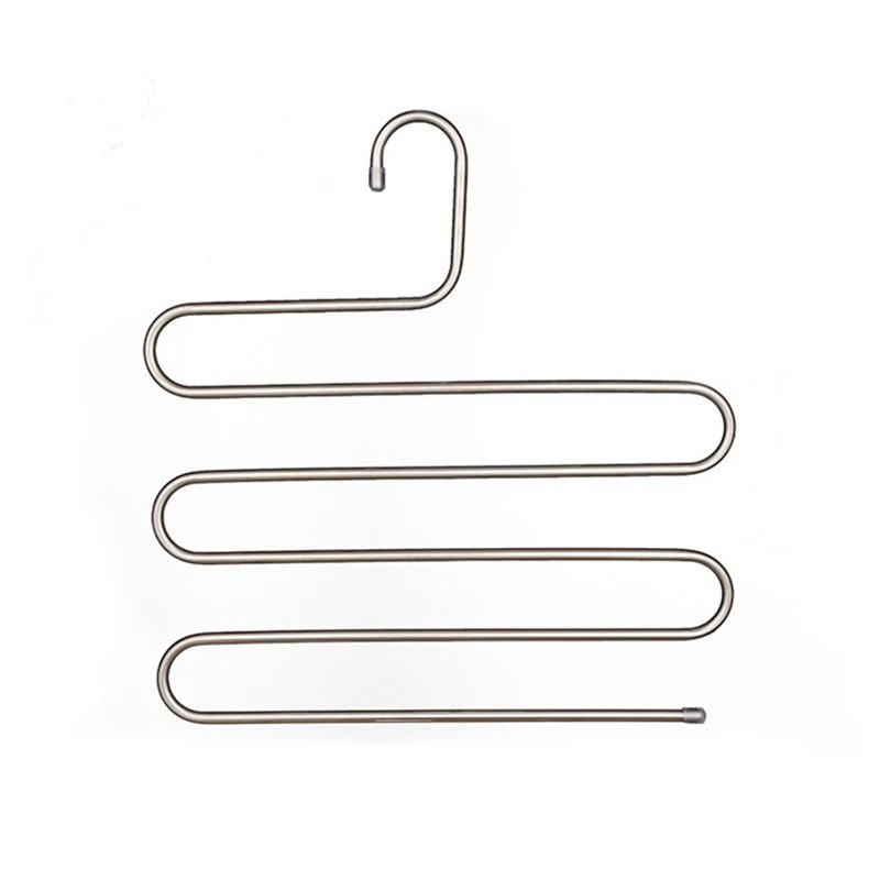 

Closet 5 Layers S Shape Type Saver Hangers Organizing Multiple Clothes Pants Racks, Siliver