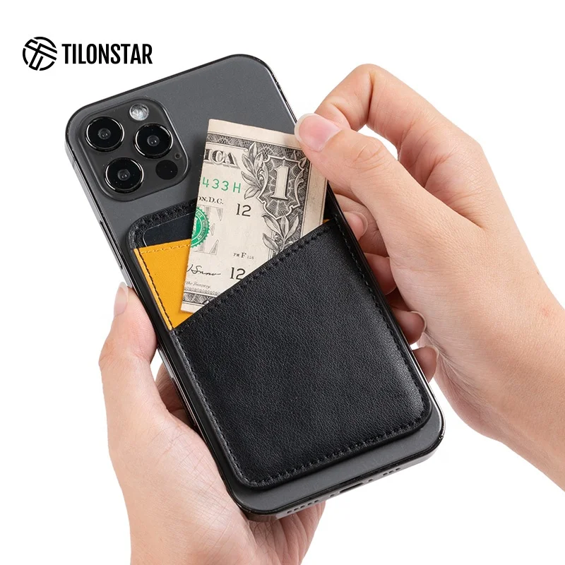 

Unique Design Crazy Horse Adhesive Stick On Credit Card Holder Leather Phone Back Card Phone Holder 2022