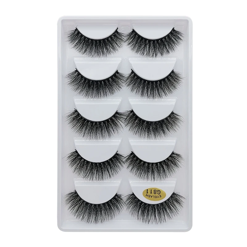 

Private Label Eyelash Free Sample 5 pair Natural Mink Thick 3D False Eyelash cil a cil kit Extension de cils en soie