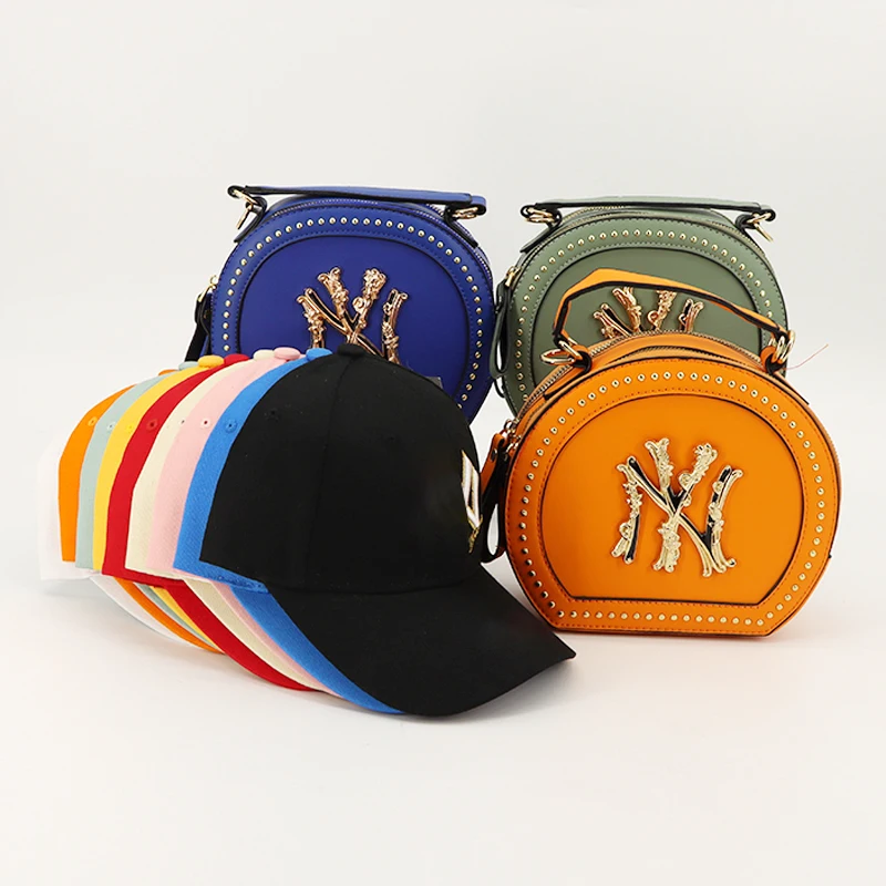 

Custom Logo 2021 New Arrivals Women Hat And Ny Purse 2021 Ny Handbags Set Women Bags Women Handbags Ladies Hand Bags, Multi color