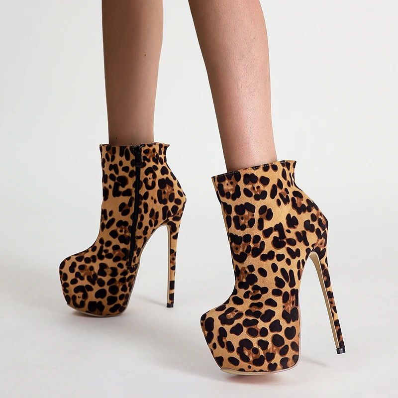 

2022 European and American style early spring wild leopard high-heeled bare boots