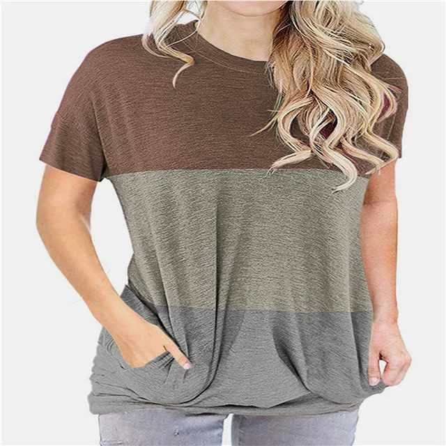 

Women's Crew Neck T Shirt Loose Short Sleeve Pocket T-shirt, Picture showed