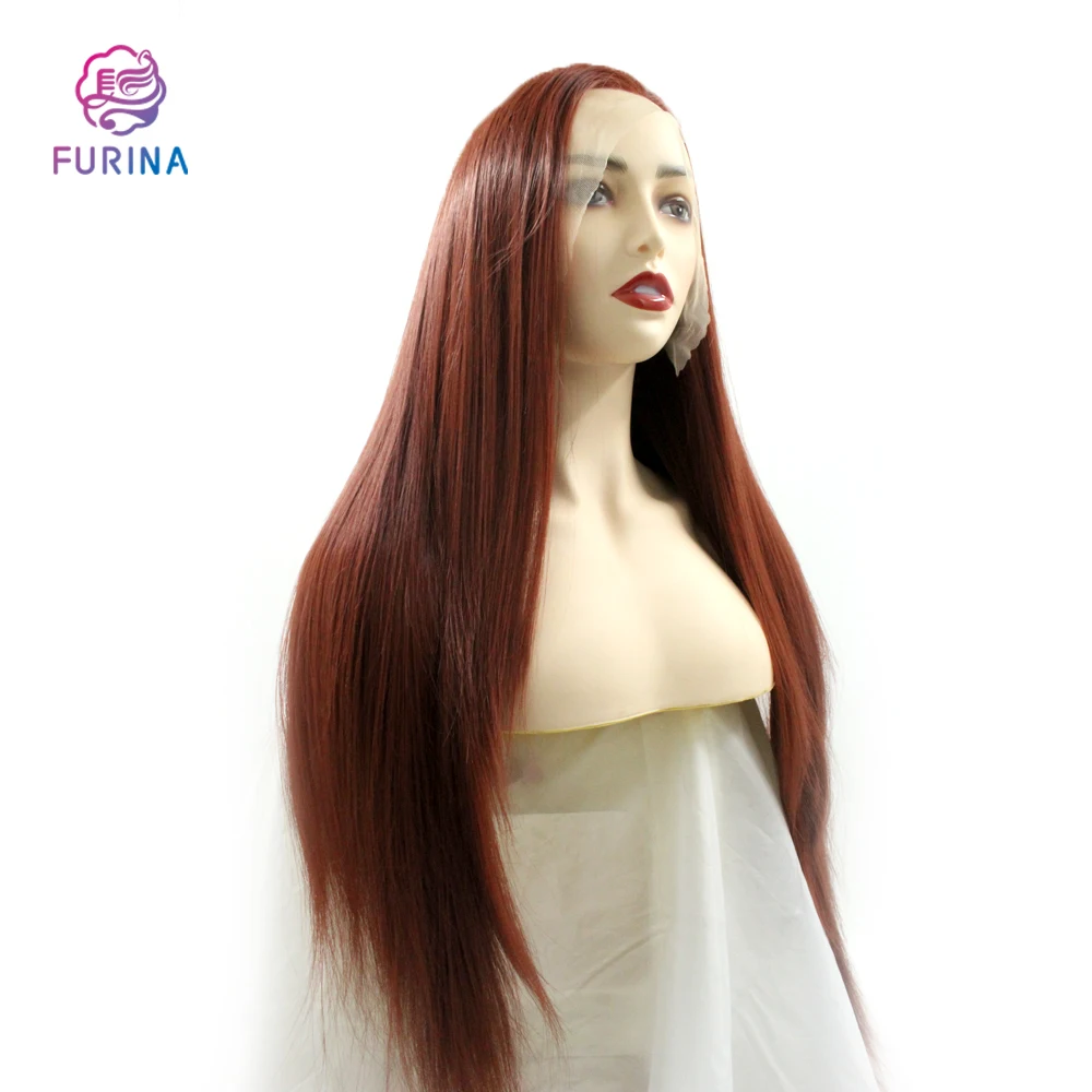 

Factory wholesale cheap lace wig 26inch middle part Full Lace Futura synthetic long silky straight wigs Hair