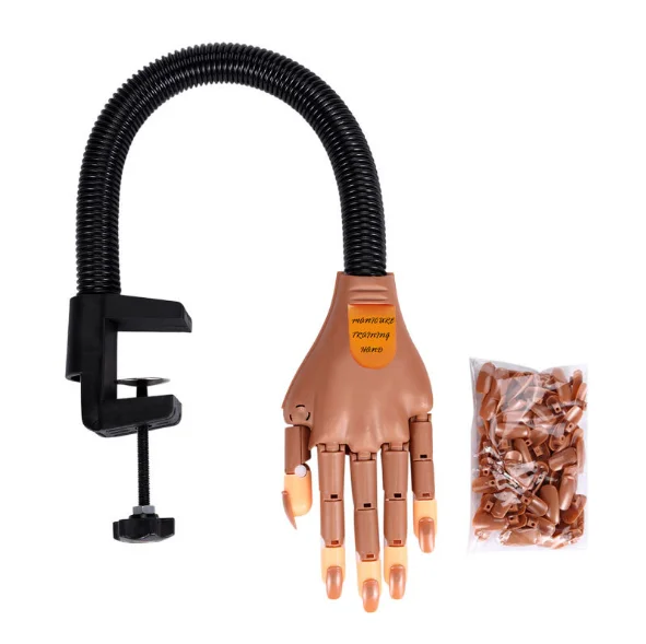 

Hot sale Acrylic Nails Manicure Hand Practice Training Practice Hand for nail salon, Brown