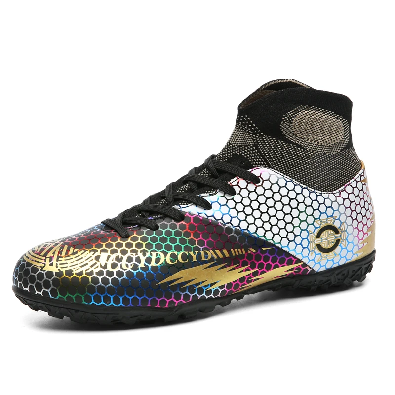 

2021 High Ankle Indoor Soccer Futsal Football Shoes For Men, Multicoloured