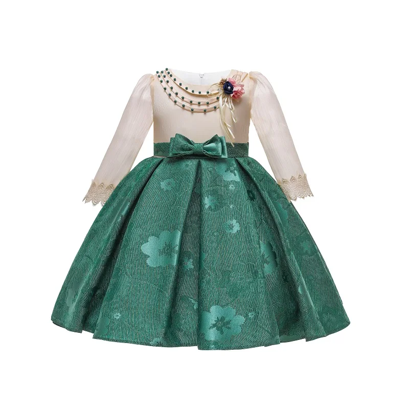

Baby Frock Designs Dress Kids Dresses Birthday Party Long Sleeve Clothes M04, Green,grey,purple,pink