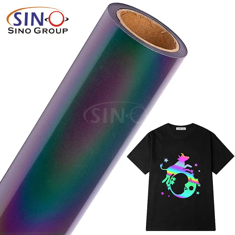 

HTV Hot Transfer Pressure Heat Press T-shirt Clothing Textiles Cotton Fabric Reflective Rainbow Heat Transfer Vinyl For T-shirt