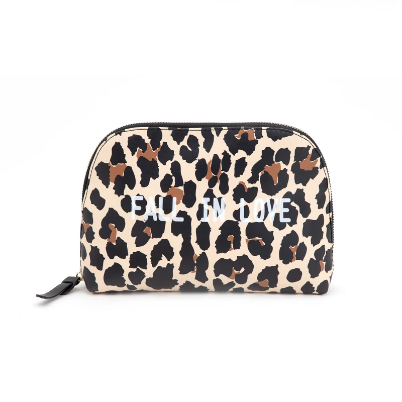 

PU leather waterproof cosmetic bag women hand zipper leopard print makeup bags