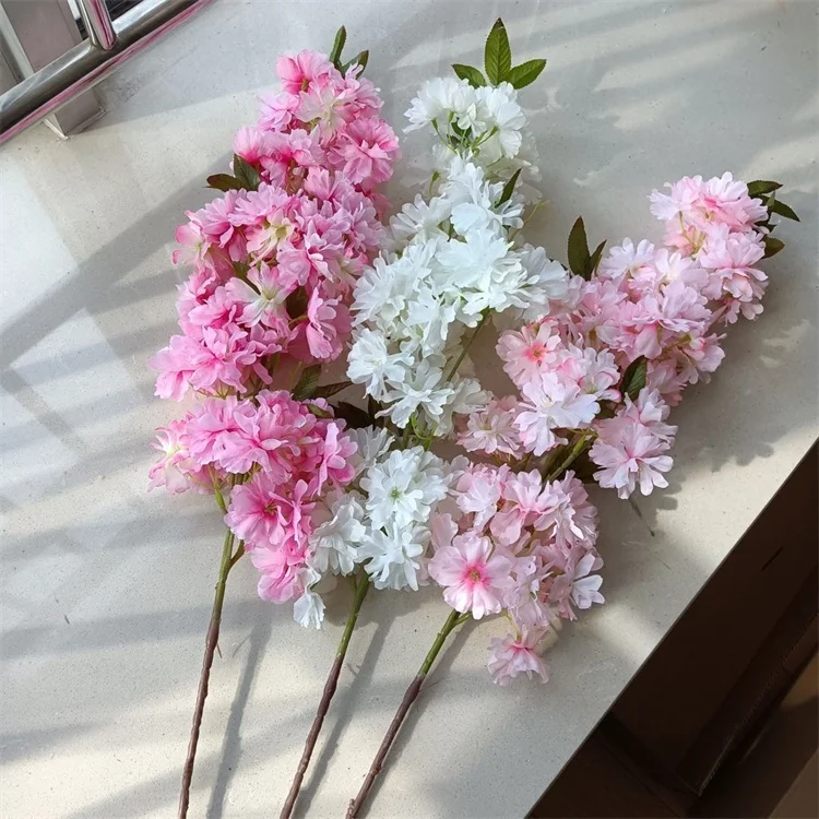 

Q-1028 Factory Direct Single Silk Artificial Cherry blossom flowers For Wedding Decoration