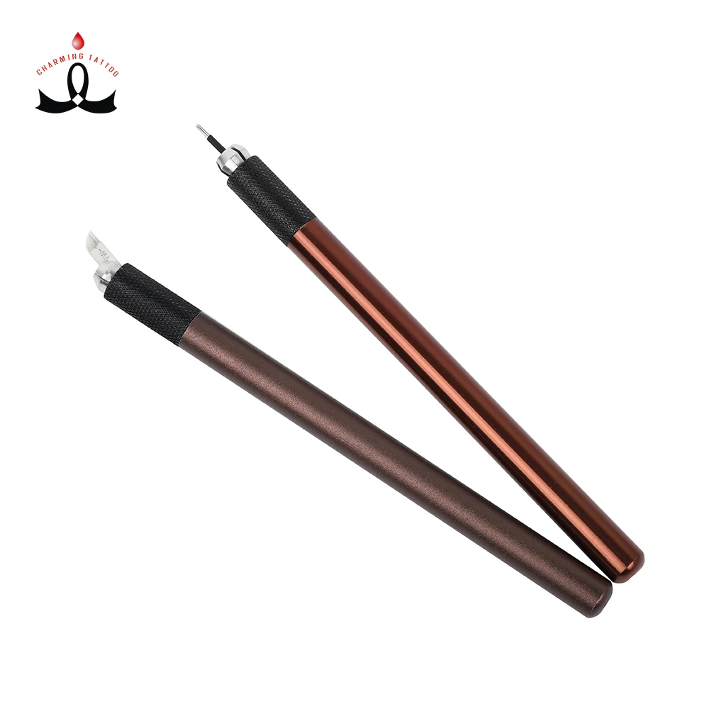

manual tattoo with changeable needle Microblading Manual Hand Tool Scrub Feeling Non-disposable Pen For Microblading Training, Brown