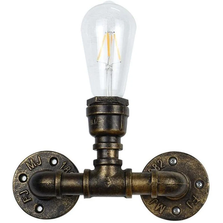 Vintage Industrial Retro Metal Water Pipe Wall Lamp with Edison E27 Light Sources Wall Lamp Steampunk Wall Light